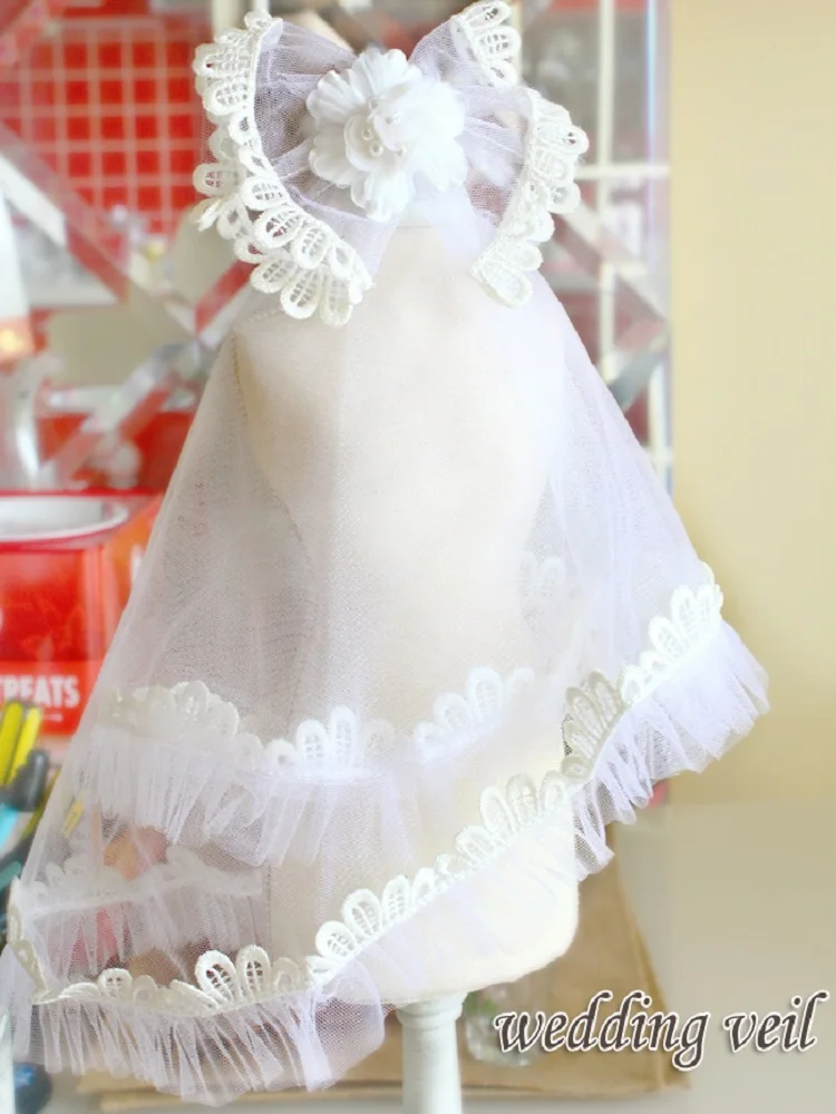 Handmade Dog Clothes Wedding Dress Accessories Mantilla Lace Big Bow Pet Supplies Veil Cat Party Marriage Holiday Poodle Maltese