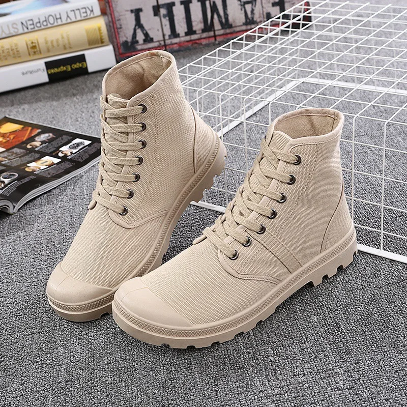 Fashion Couple High Top Sneakers Canvas Shoes Women Men Casual Shoes White Flat Female Basket Lace Up Trainers Size 36-45