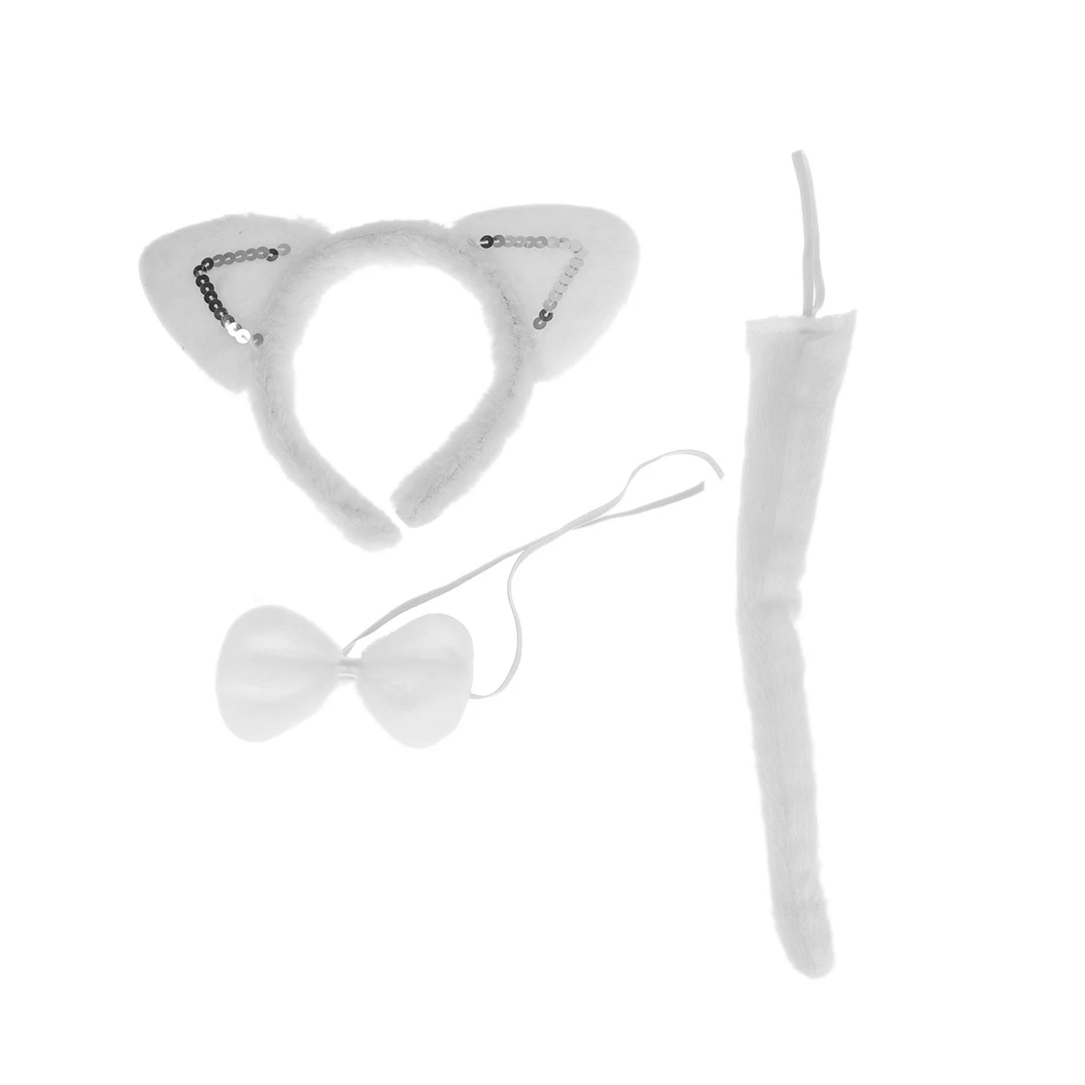 

3pcs Cat Costume Adult Kids Halloween Accessories Cosplay Set Bow Tie Tail Durable Material Stylish Design Perfect for Party