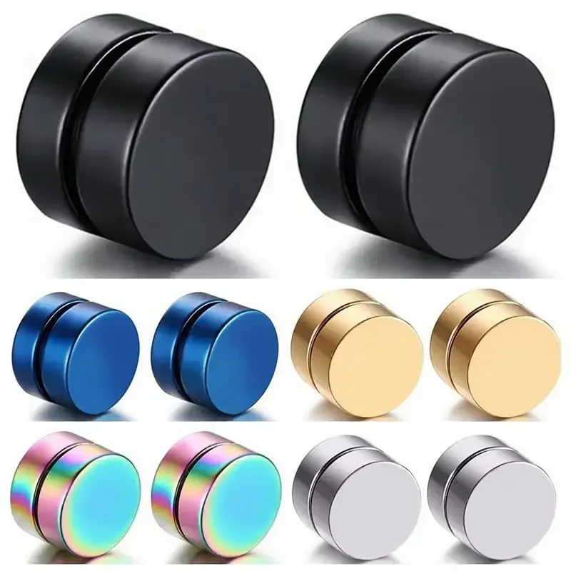 Unisex Mens Women Non Piercing Fake Ear Studs 1 Piece Strong Magnet Magnetic Therapy Health Punk Jewelry Gift Earrings