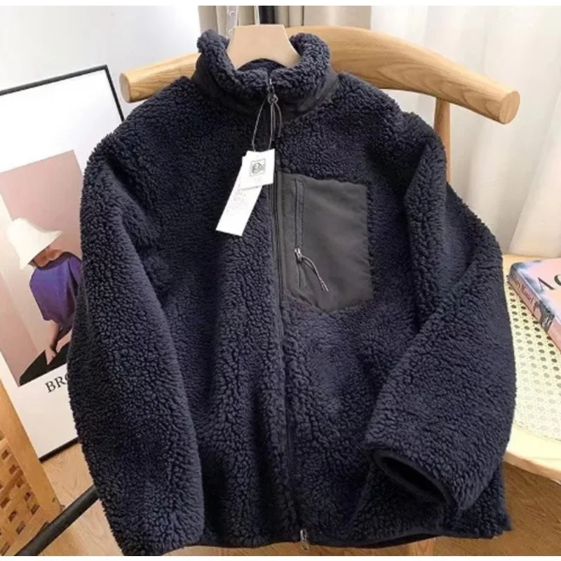 

Осенне-зимнее модное крутое контрастное цветное зимнее теплое высококачественное женское утолщенное широкое пальто с высоким воротом