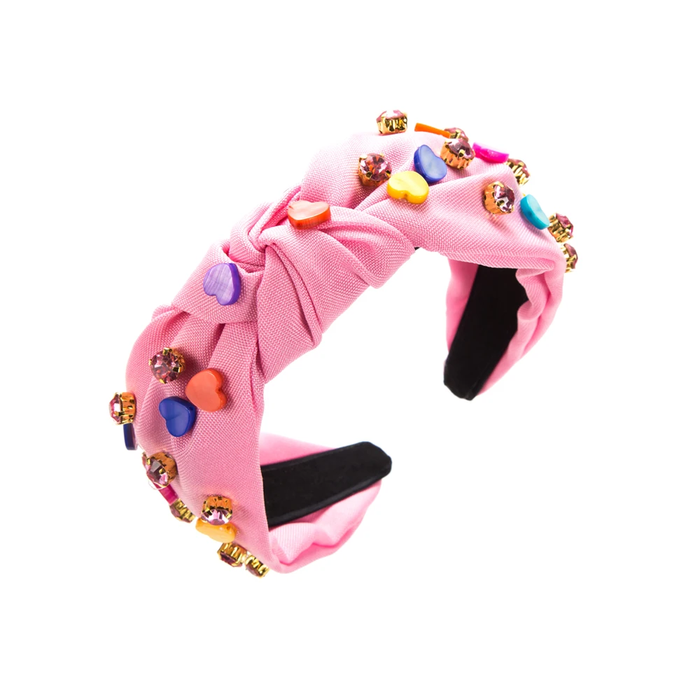 New Korean Version Cute Candy Color Heart Shaped Decorative Crystal Headband For Women\'s Fashionable Hair Accessories