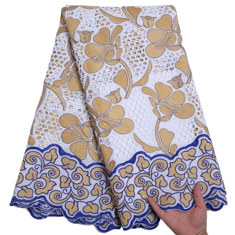 الجملة القطن النيجيري أقمشة الدانتيل جودة عالية 5 ياردة الأفريقي السويسري الفوال أقمشة الدانتيل 2025 فستان الزفاف للنساء A4408