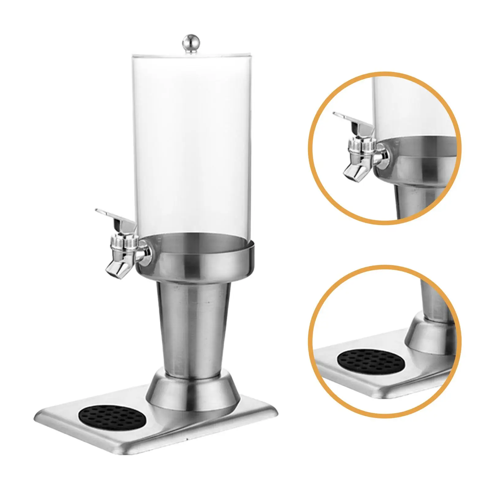 Stainless Steel Beverage Dispenser with Ice Freeze Tube Transparent Jug for Different Parties and Occasions