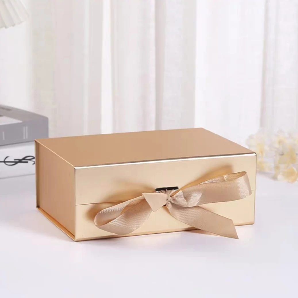 

33cm*25cm*12.5cm Magnetic Lid Box Foldable Ribbon Packing Boxes Color Gift Box for Presents Birthday Valentines Christmas