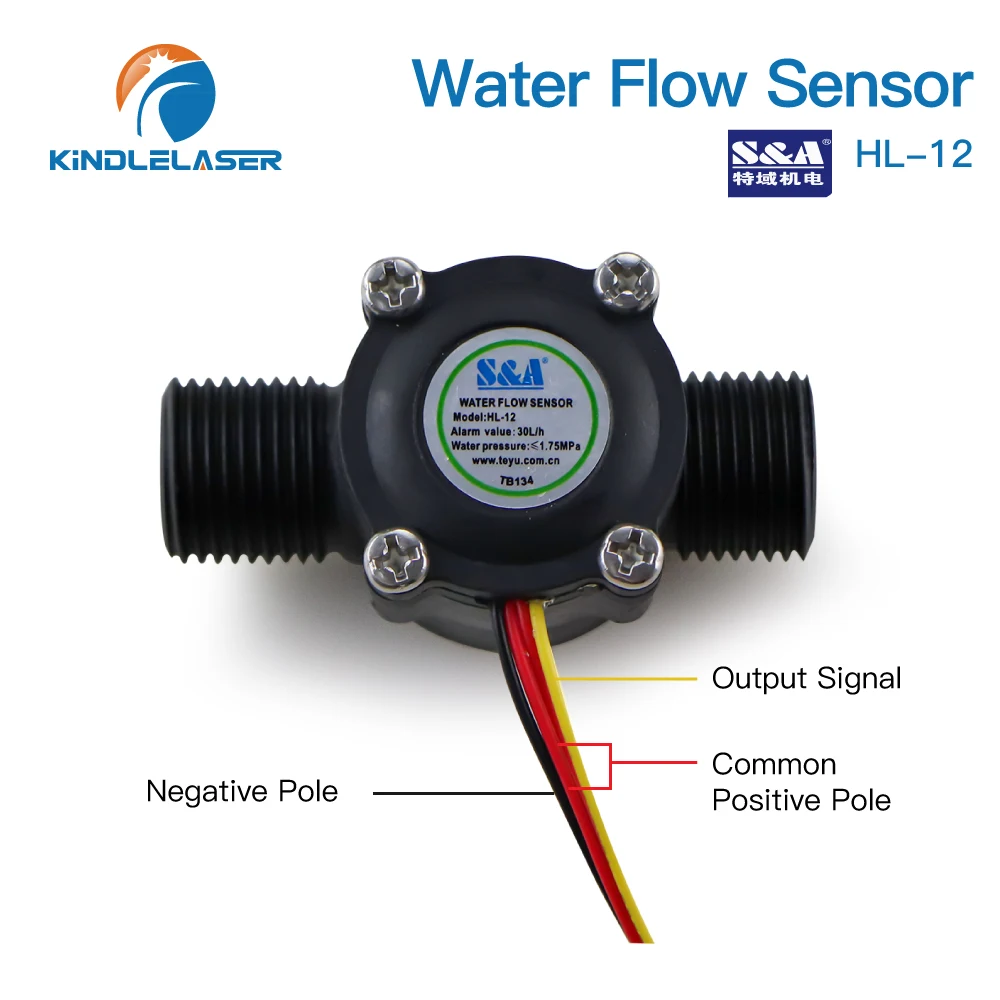 KINDLELASER sensore flussostato acqua HL-12 per refrigeratore S & A per macchina da taglio per incisione Laser CO2