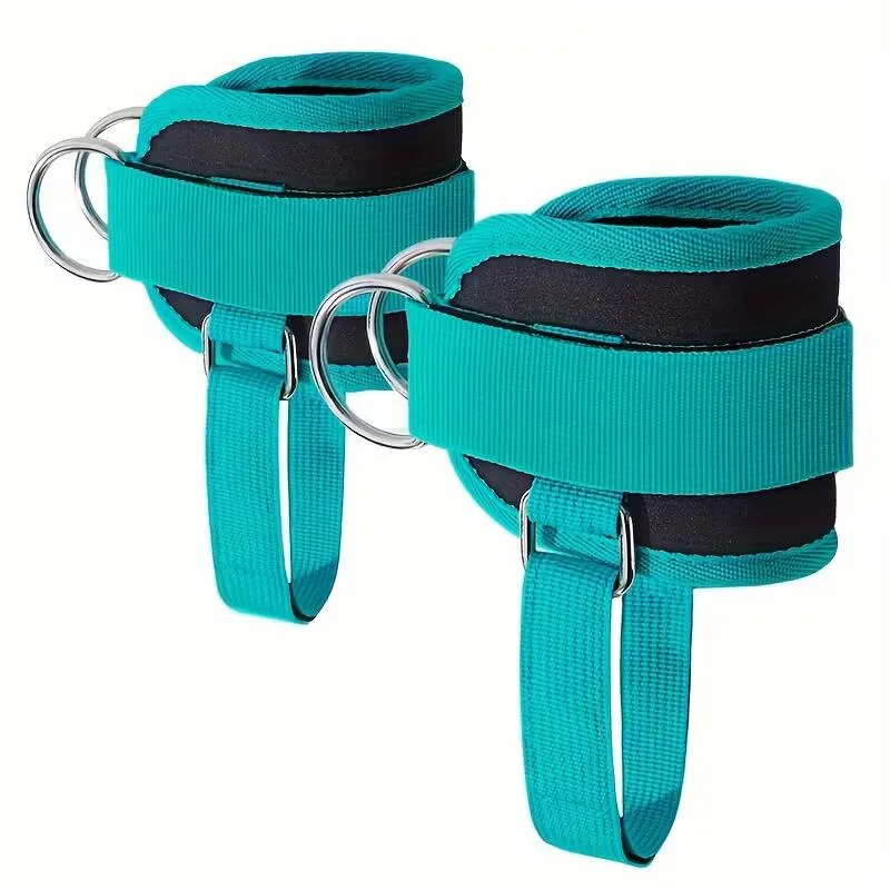Soporte de entrenamiento de fuerza para glúteos y piernas, correas de tobillo con doble anillo en D, puños de tobillo ajustables, entrenamiento de gimnasio, soporte deportivo, 2 uds.