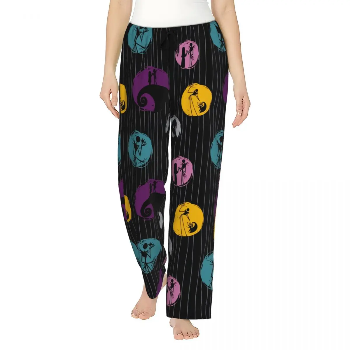 

Custom The Nightmare Before Christmas Pajama Pants Women Tim Burton Sleepwear Lounge Sleep Bottoms Stretch with Pockets