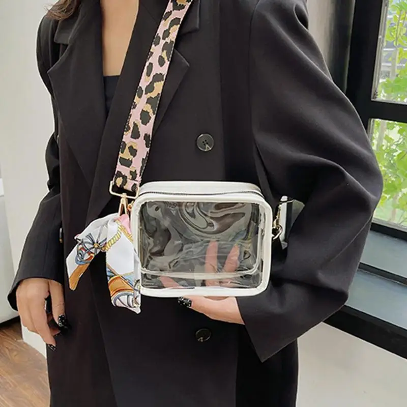 Transparent Crossbody Bag Thickened Fashionable Waterproof Stadium Bag Elegant Concert Bag Clear Purse For Shopping Outings