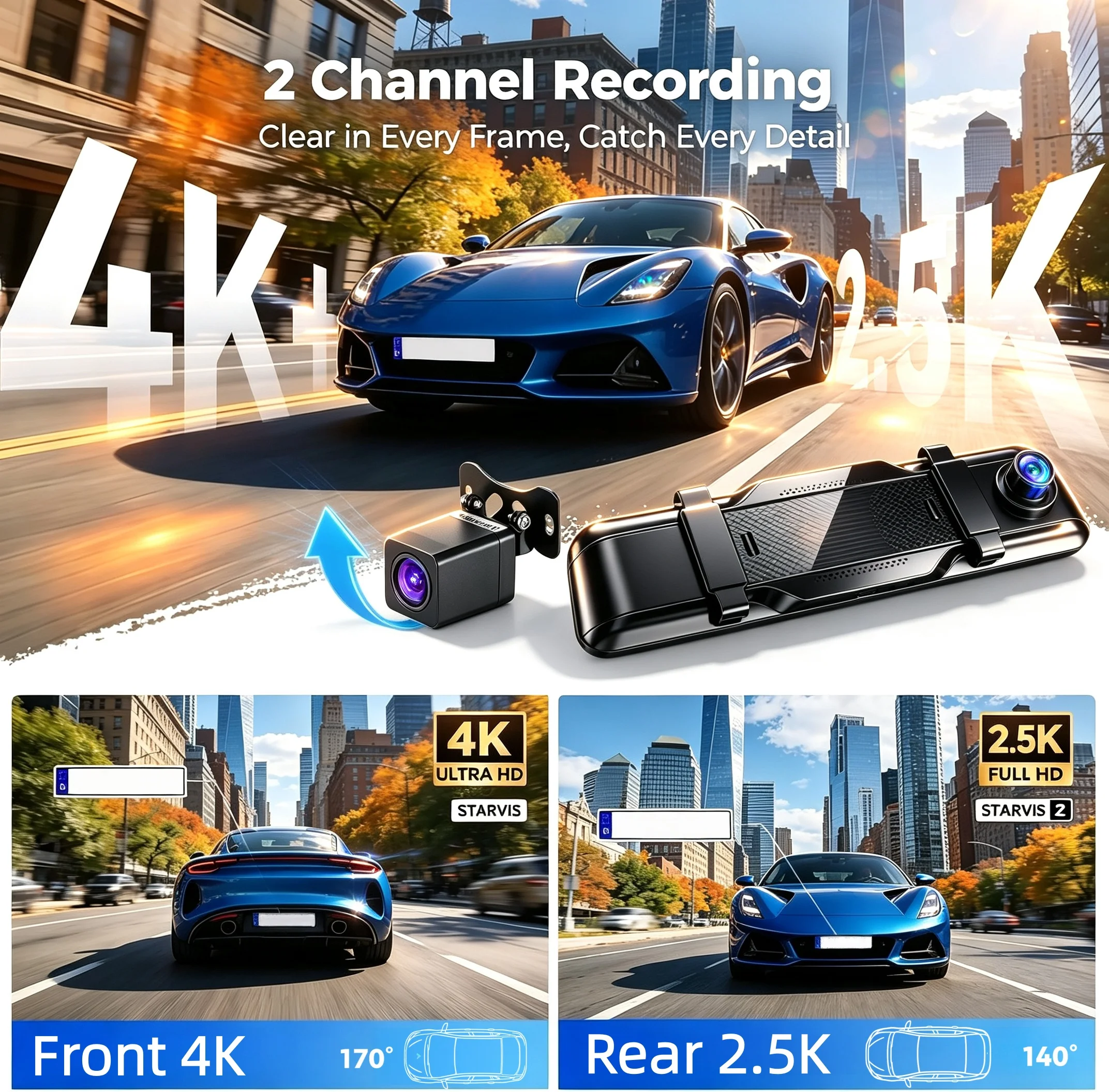 Cámara de Retrovisor X10 PRO c - Dash Cam Mirror Backup Camera reseña y precio