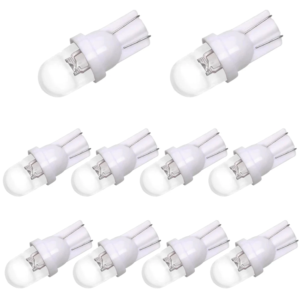 

10Pcs Led Bulb T10 W5W 555 158 192 168 194 Arcade Pinball Lights Transparent Lens Instrument Cluster Panel Car Door Lights 12V