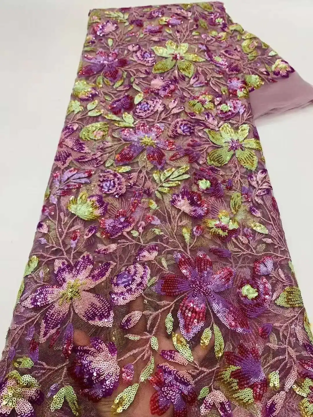 

African Sequins Beaded Groom Lace Fabric High Quality French Tulle Lace Fabric Embroidery Nigerian Lace Fabrics Sewing