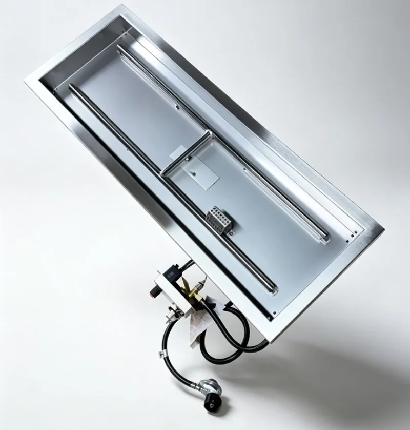 36x12 Inch Stainless Steel Drop-In Propane Fire Pit Pan, 304 Grade 165k BTU H-Burner for Outdoor Fire Table