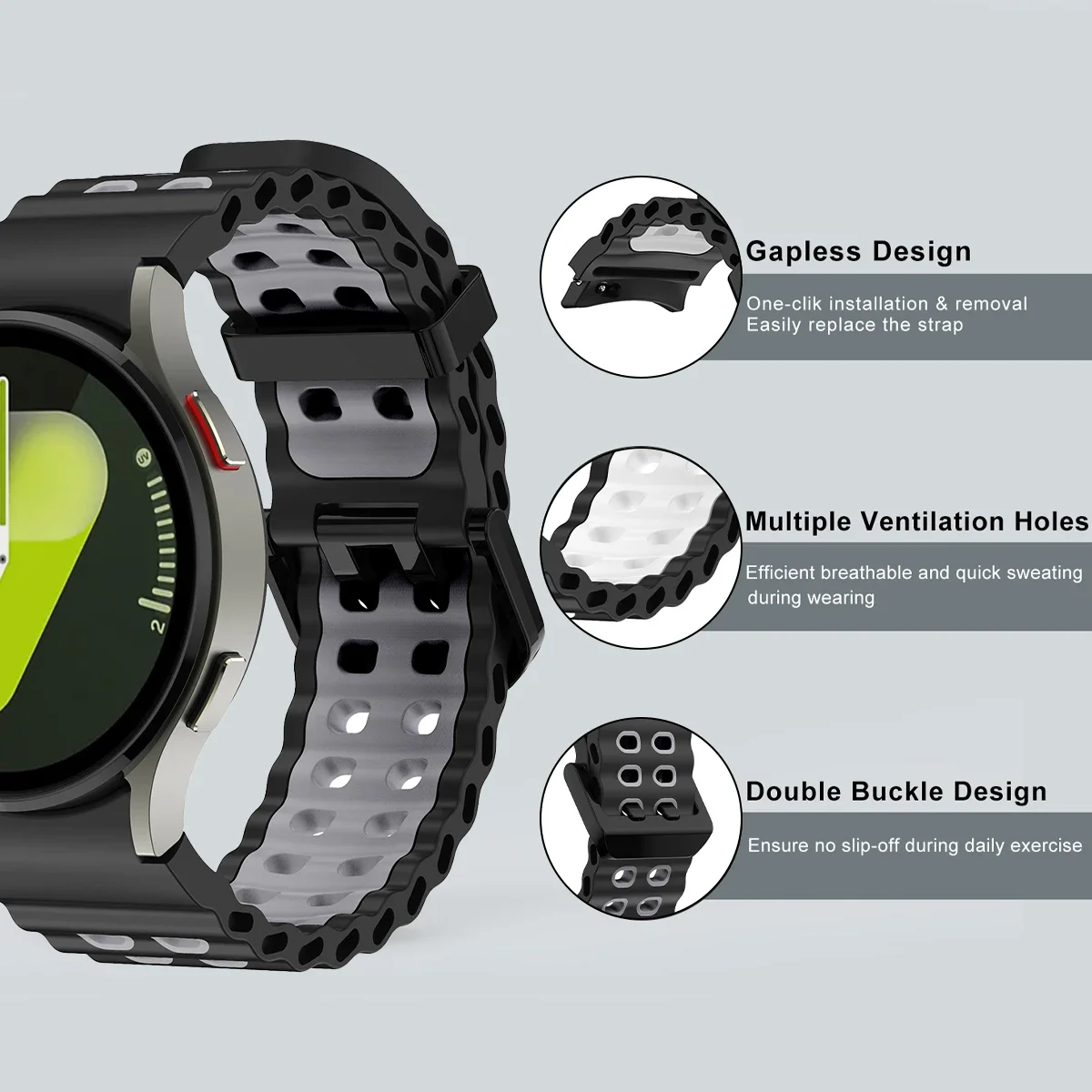 Cinturino per Samsung Galaxy Watch 7 FE 5 6 4 Classic 5 pro 40 44mm SENZA spazi vuoti Bracciale in silicone correa per Galaxy Watch6 watch4 cinturino