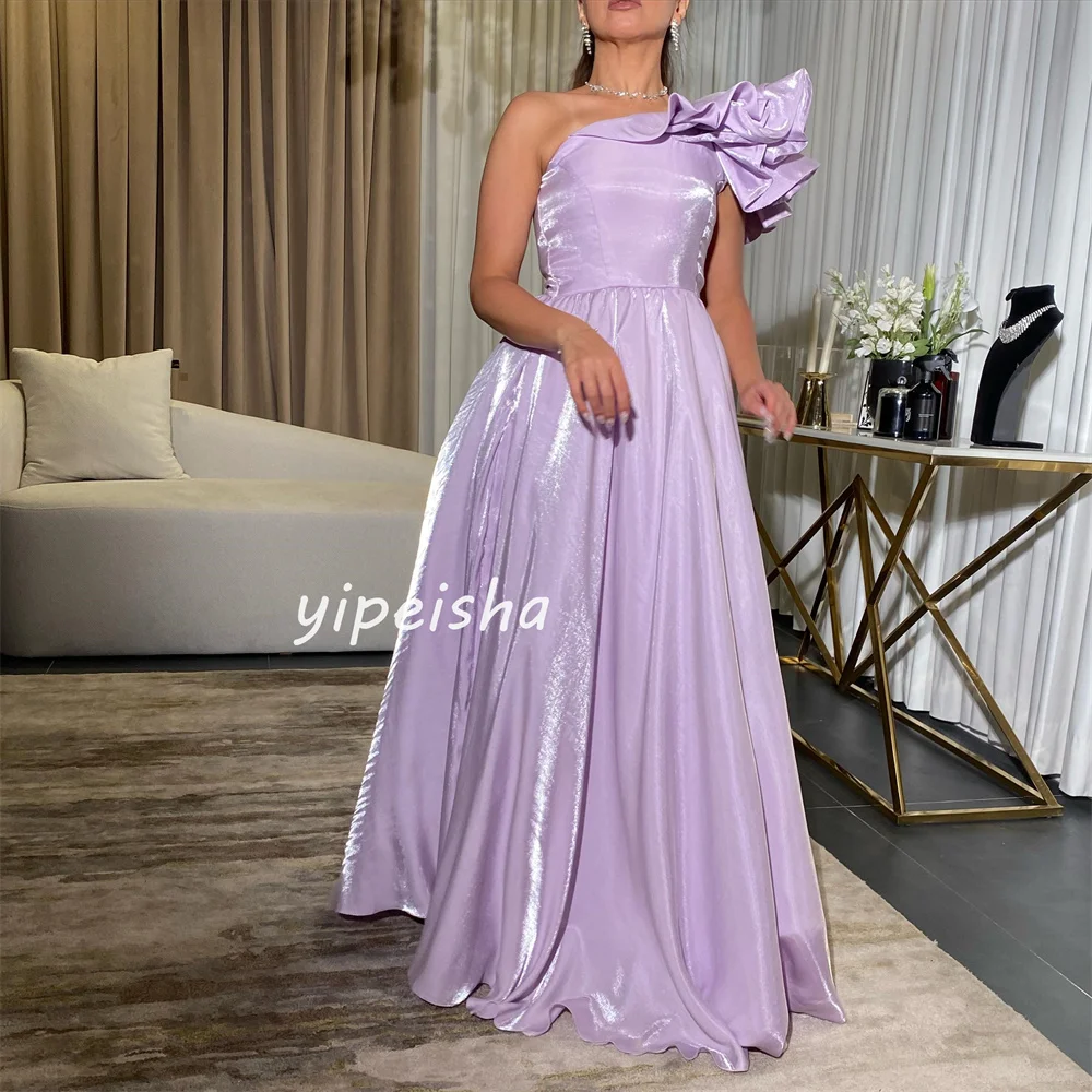 Personalizado moda formal cetim plissado ruched drapeado a linha de um ombro vestidos longos quinceanera vestidos estilo moderno combinando c