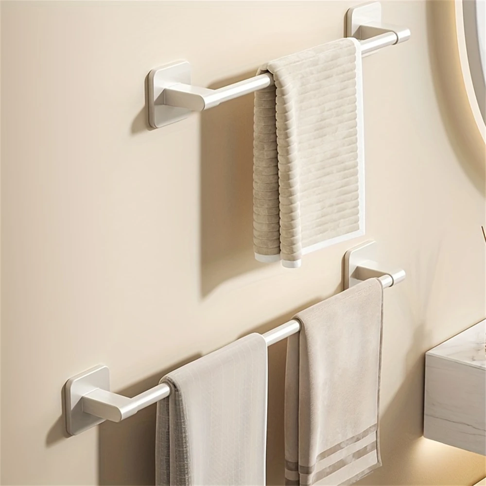 Barre porte-serviettes murale non perforée, blanc, taille 40-60cm, rangement, serviette T1, salle de bain, 1 pièce