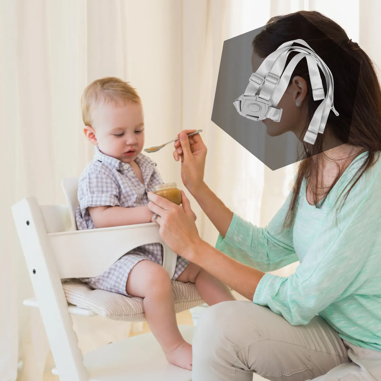 

Ремни безопасности для детского стульчика, регулируемые, сменные, для стульчика-трансформера и коляски, для младенцев и малышей, прочные, белые