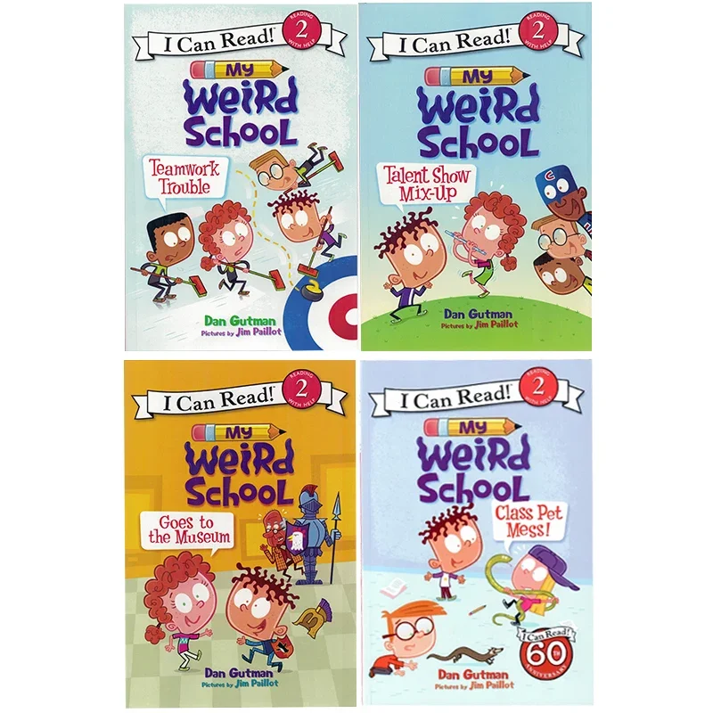 4 books/set, I can read level 2 my weird school, Children's books aged 4 5 6 7 8 English Reading book, Picture Books HJ-014