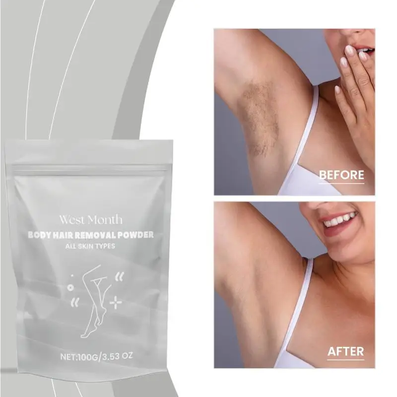 100g Body Hair Removal Powder Gentle Depilatory Cream Activator for Legs Bikini Line Rose Formula No Residue
