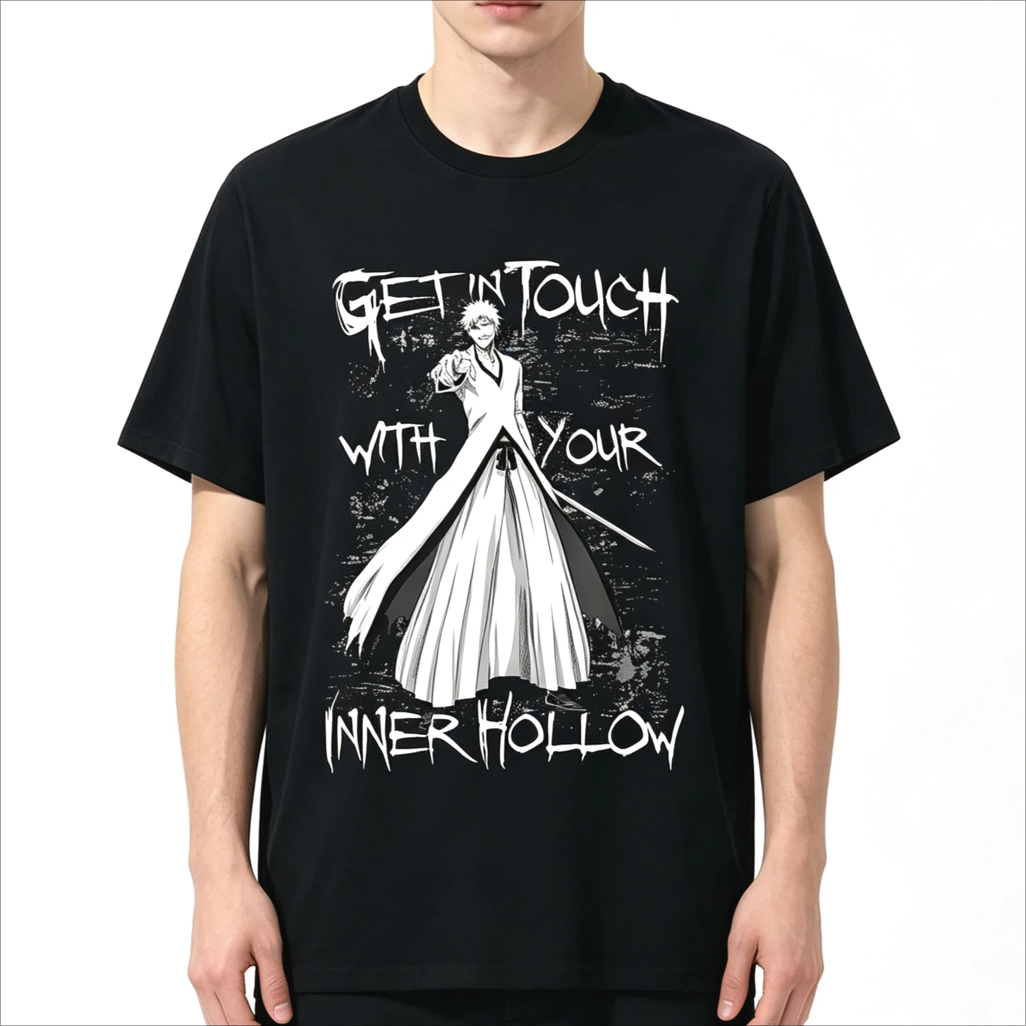 2026 Summer Hot Sale Bleach Get in Touch with Your Inner Hollow Anime T Shirts Men Women Harajuku Hip Hop Gothic Round T-shirt