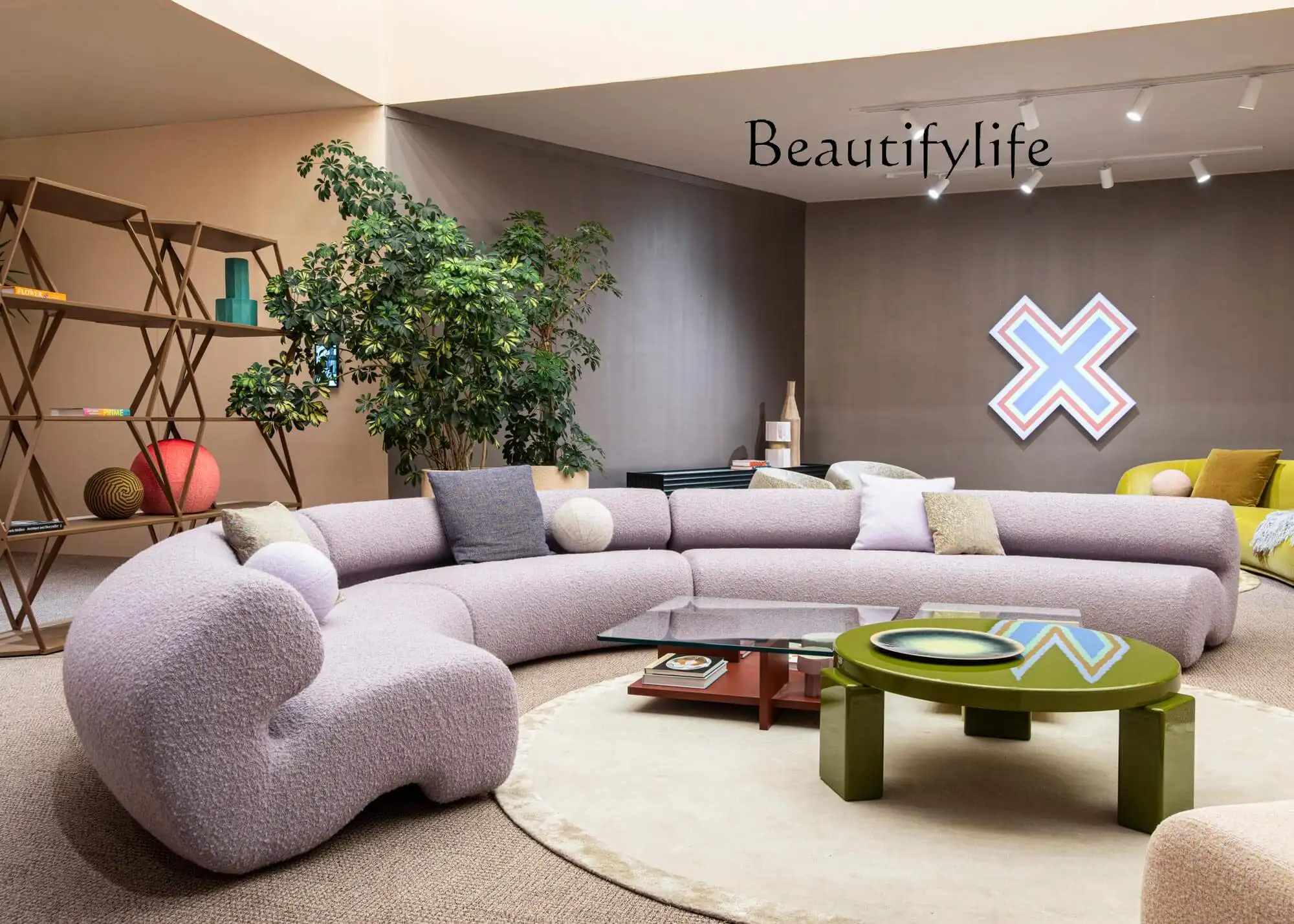 Design minimalist curved sofa modern simple living room beauty salon shopping mall