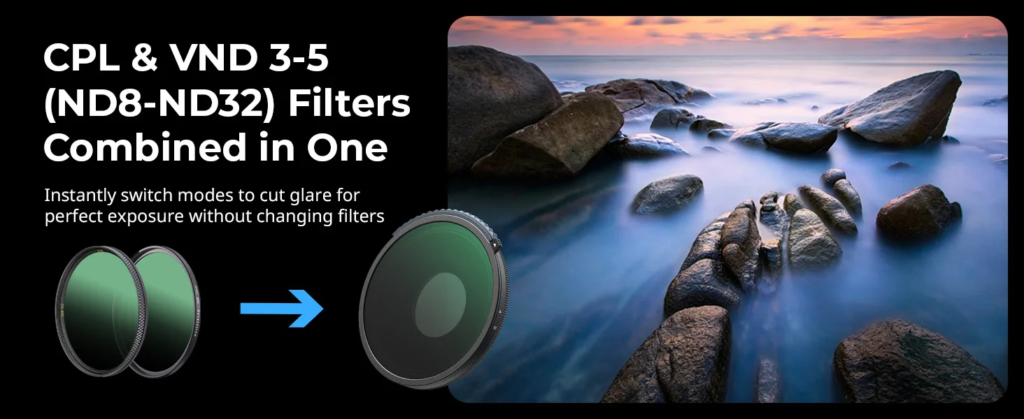 SmallRig Action 6 2-in-1 Filter CPL / VND3-5 Filter für DJI OSMO Action 6 mit Aufbewahrungsbox Hochwertiger Lichtkontrollfilter 5894 – Detail 2
