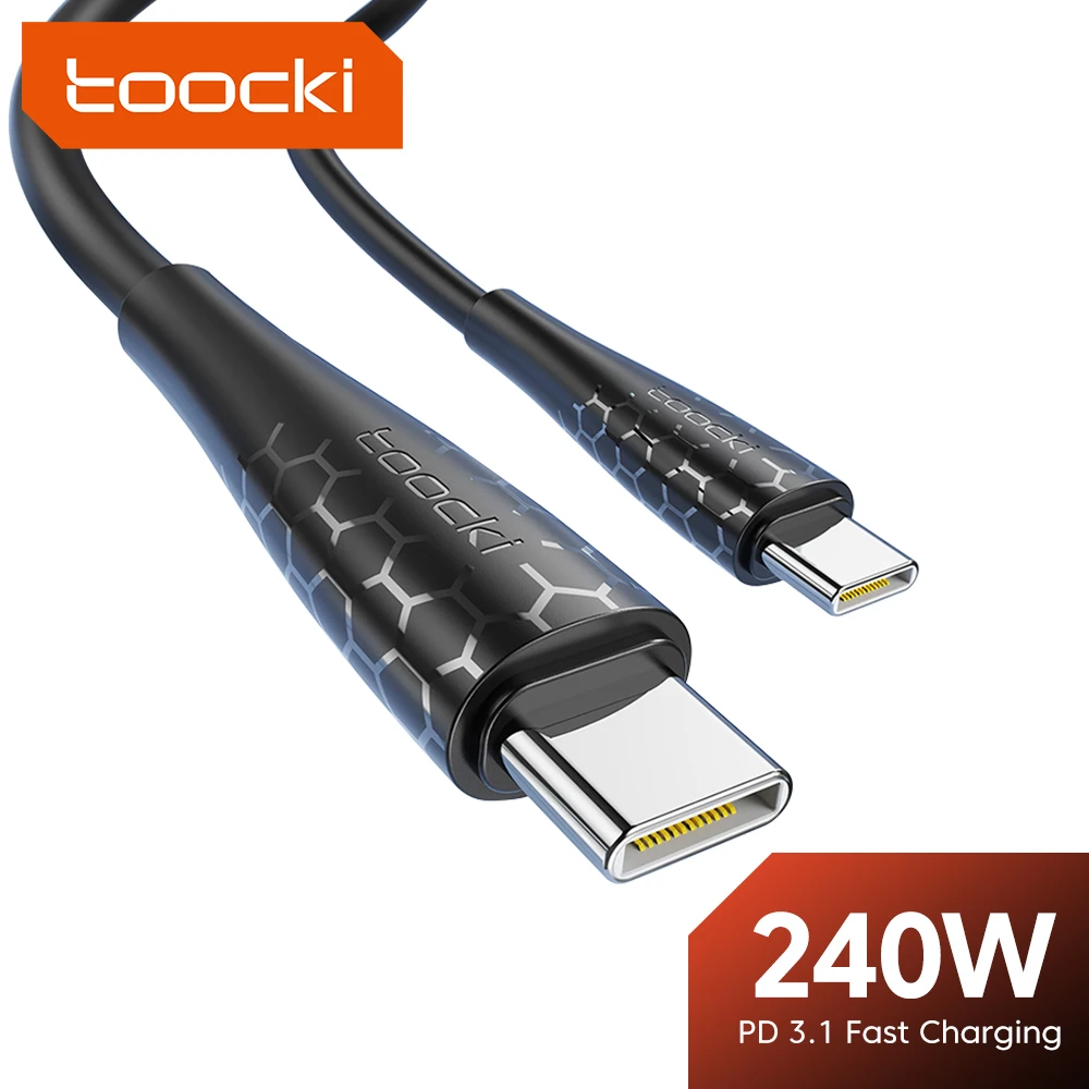 Toocki-Cable USB tipo C de carga rápida, cargador de datos de 240W, 5A, PD, para Xiaomi, Samsung, Huawei, Macbook, iPad