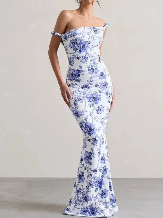 Été nouvelle grande taille une épaule imprimé léopard minceur enveloppement corps longue Dr femmes sangle Dr jupe Midi h-ape Sle