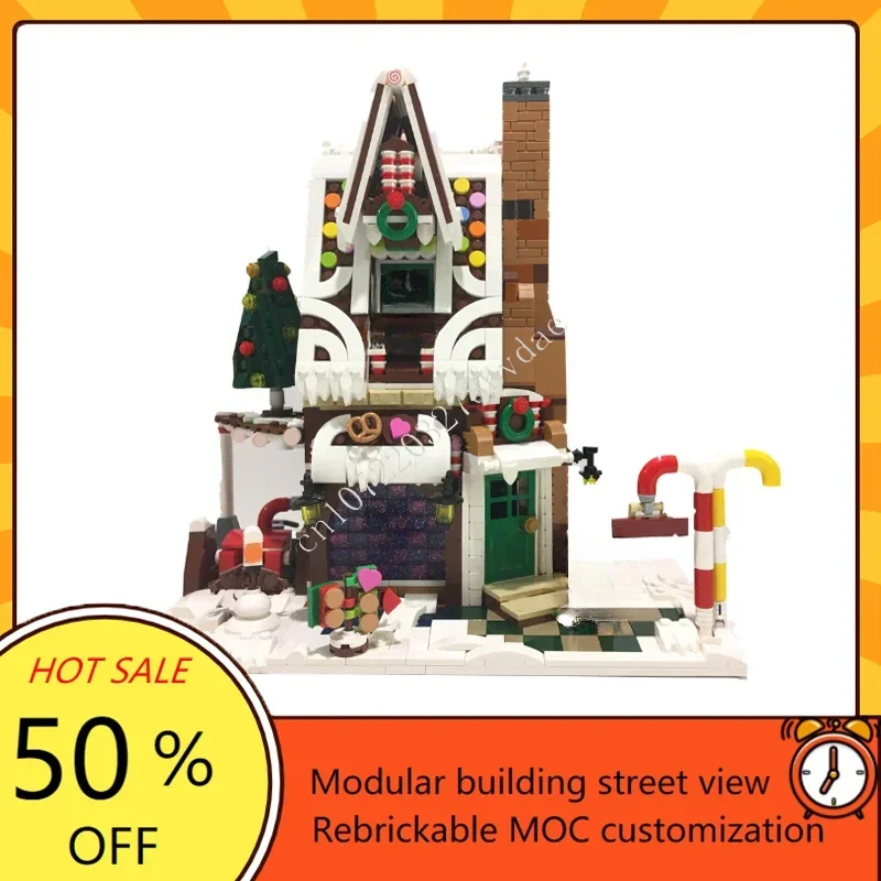 1542PCS Gingerbread Corner Bakery Modular MOC Creative street view Model Custom Puzzle Architecture DIY Education Toys Gifts