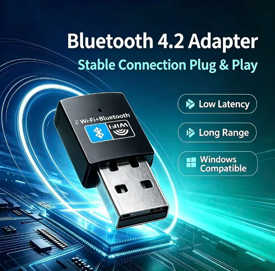 Portabl USB Wifi BT Adapter 150mbps 2.4ghz BT4.2 Wireless Ian Card Plug Play Driver Free For Desktop Iaptop Windows Daily PC Kit