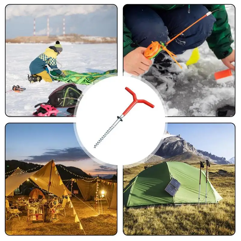 Ice Fishing Tent Stakes Spiral Drill Nails Ice Fishing Shelter Stake Nail Winter tent peg holder Spiral Drill Nails for Camping