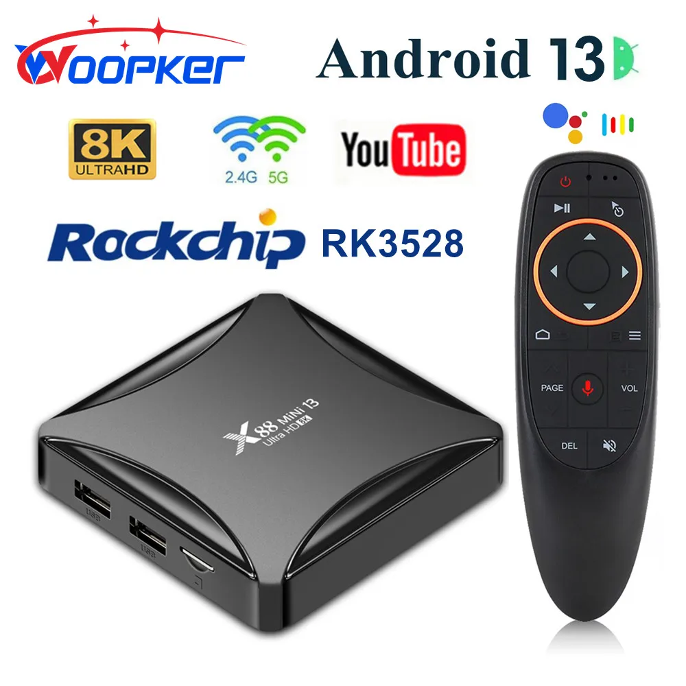 

Woopker X88 Mini 13 Android 13 8K TV BOX RockChip RK3528 4GB 64GB Smart TVBox Dual Wifi LAN 100M 2GB 16GB 32GB 8K VS H96 MAX