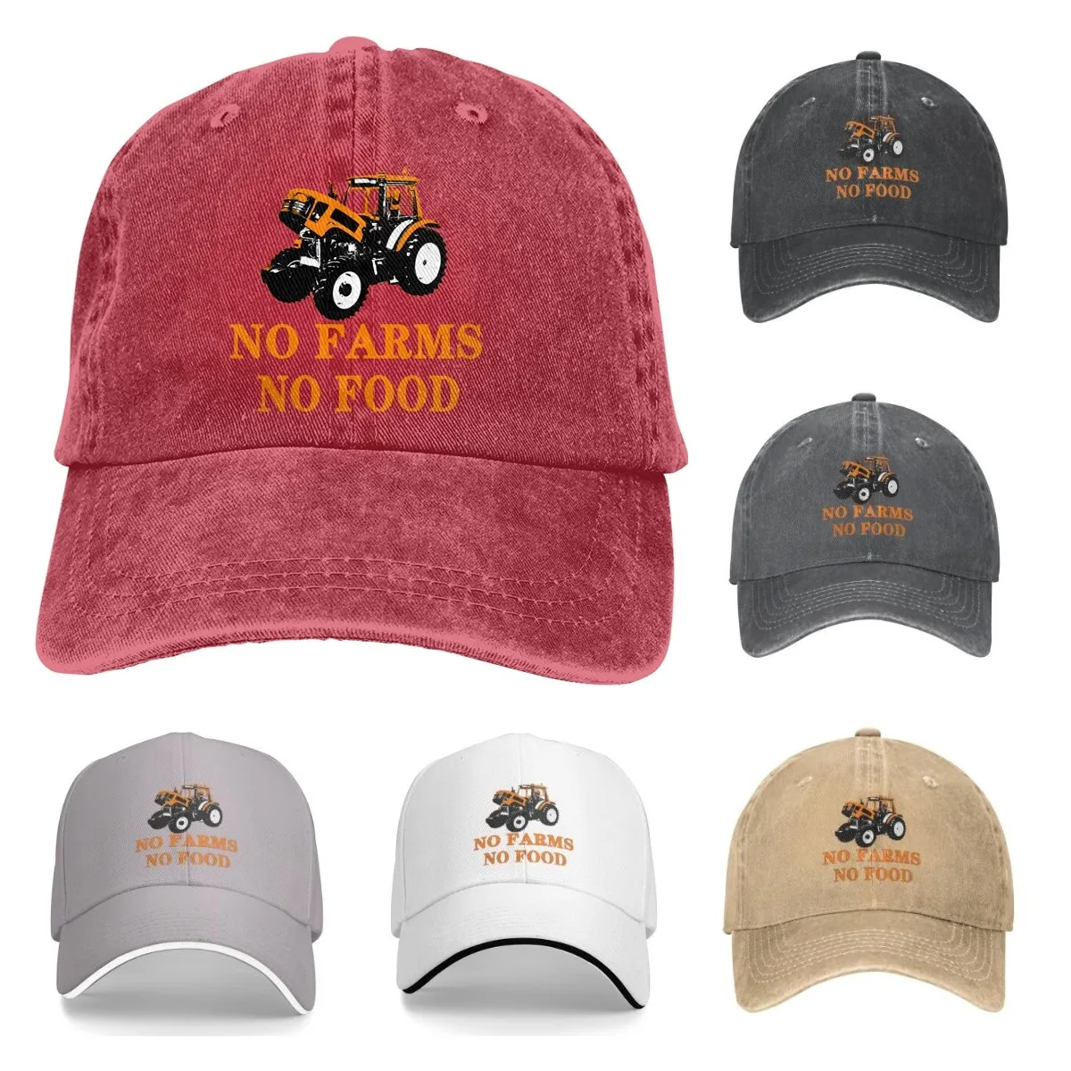 No Farms No Food Sports Denim Cap Adjustable Unisex Plain Baseball Cowboy Snapback Hat