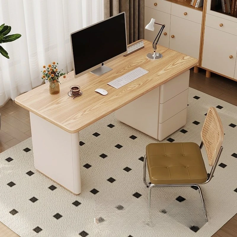 Desk Log Cream Wind Desk Study Room Household Cabinet Integrated Writing Desk Modern Computer Desk