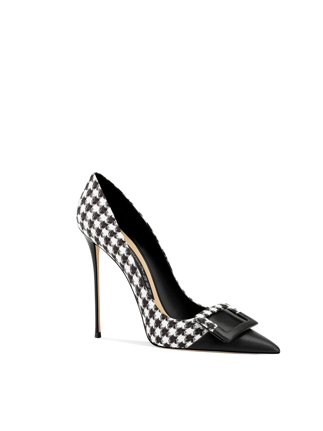 Single Shoes Women's Fashion French Plaid Pointed High Heels Stiletto Spring 2025 New Shallow Mouth