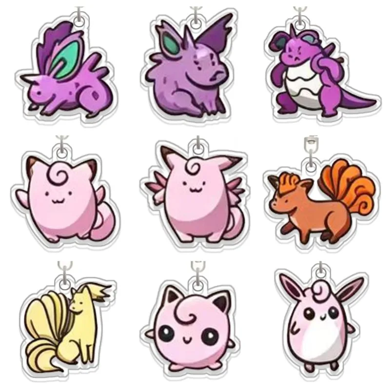 Nidoran, Nidorino, Nidoking, Wigglytuff, Jigglypuff, Omastar Original, Llavero de Acrílico Hecho a Mano, Bonito Colgante de Dibujos Animados, Juguete de Anime, Regalo