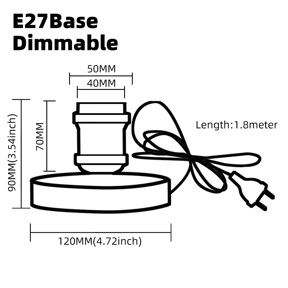 TIANFAN Vintage Table Lamp Edison Bulb Lamp Base E27 Bronze Table Lamp with 1.8M Flat EU Plug Cable Dimmer Switch Desk Lamp