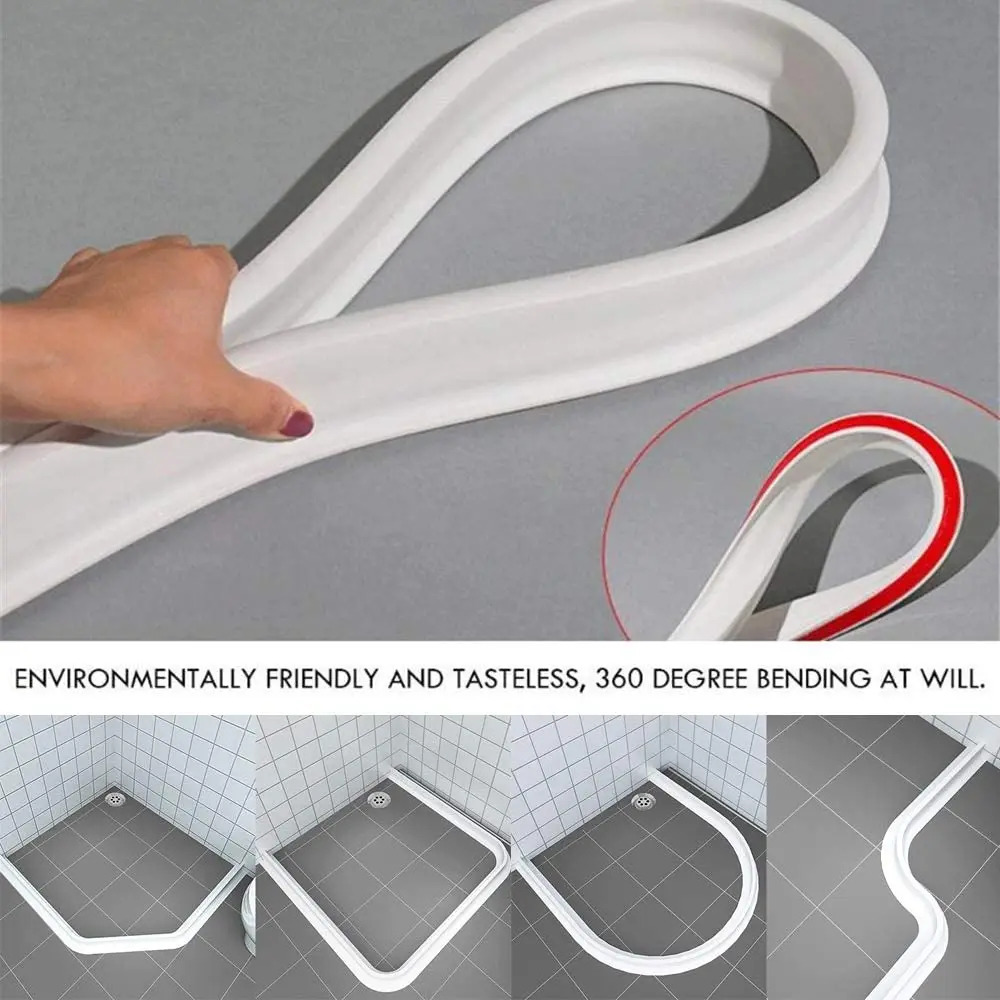 Tapón de agua plegable para baño, bloqueador de agua de silicona, separación de ropa seca y húmeda, tira impermeable, umbral de ducha