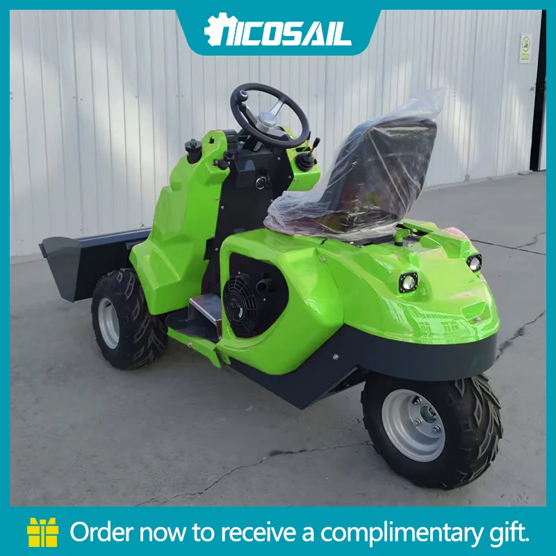 

Compact Three-Wheeled Skid Steer Loader Front Wheel Drive Rear Wheel Steering