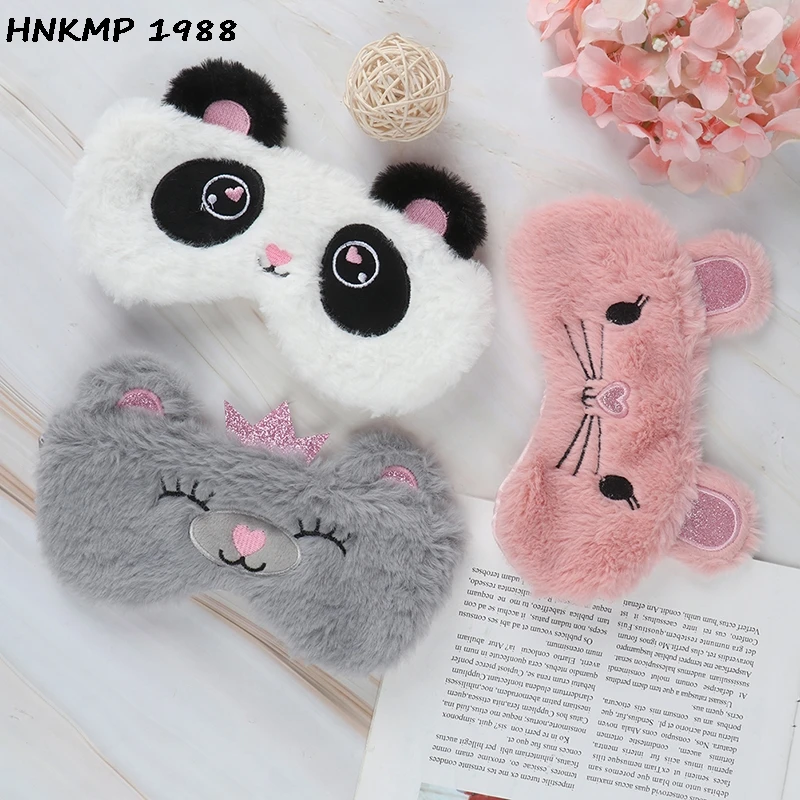 Panda Eye Mask Women Plush Animal Mouse Bear Eye Cover Cute Plush Eye Mask Girl Toy Suitable For Travel Home Party Eyeshade