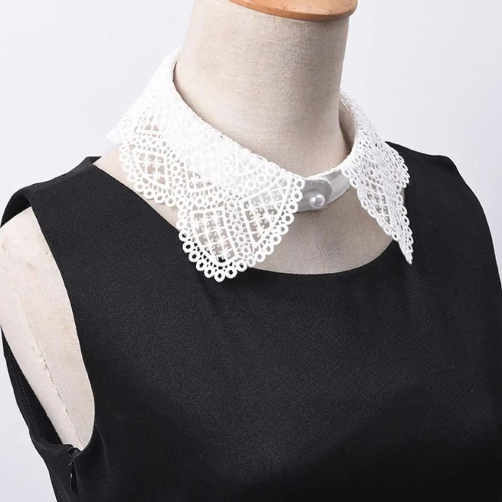1pc camisa clássica gola falsa renda preto branco vintage destacável lapela babados blusa gola falsa roupas femininas acessórios