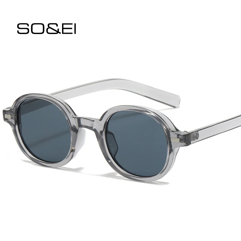 

SO&EI New Round Sunglasses Women Fashion Clear Ocean Gradient Lens Shades UV400 Men Retro Punk Rivets Sun Glasses