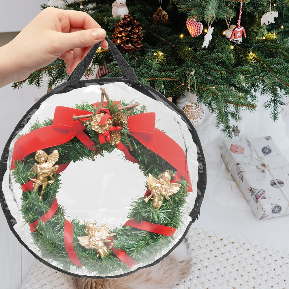 

Christmas Wreath Storage Bag Round Large Capacity Zippered Pouch Handle Garland Organizer Xmas Gift Packing Holiday Supplies