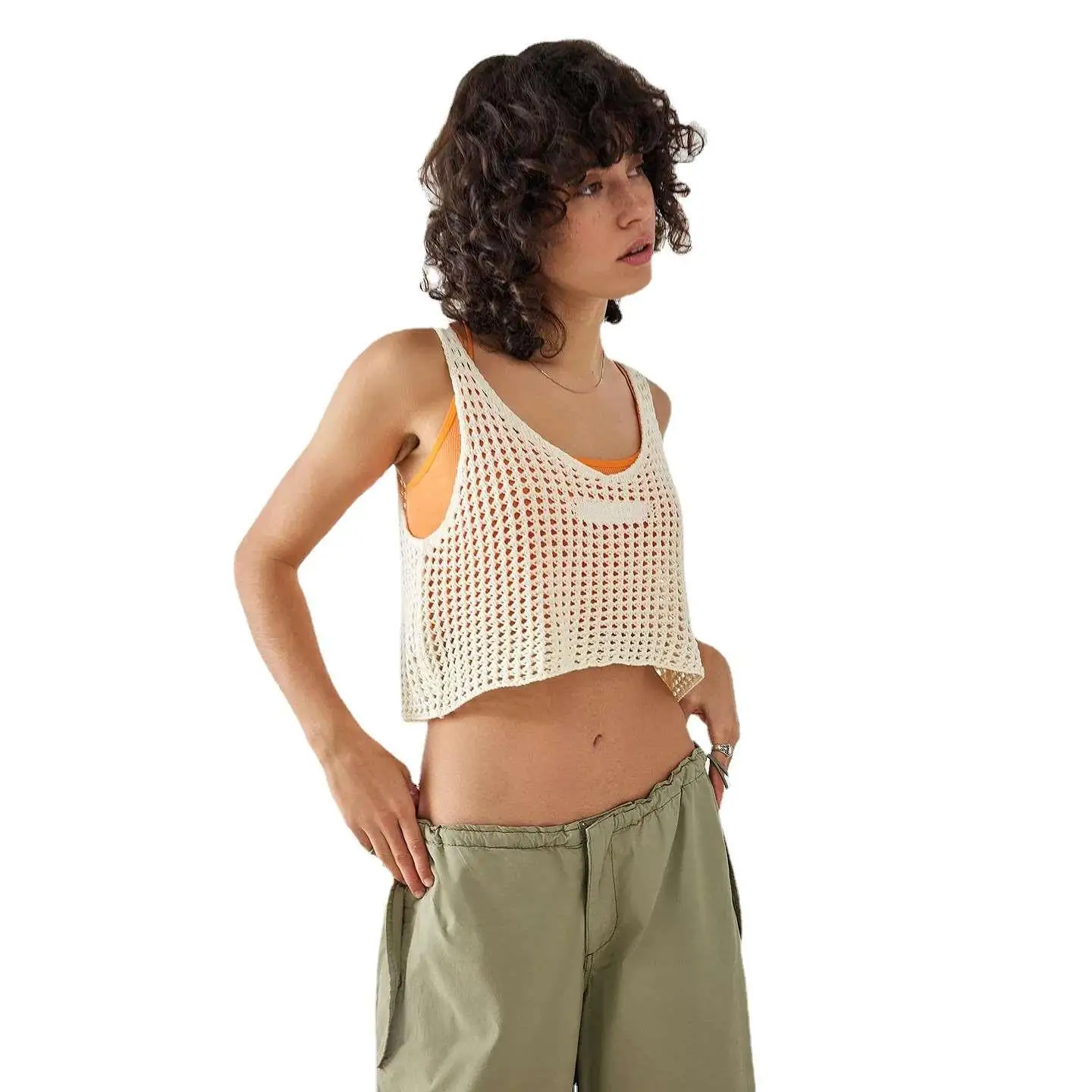 Dames Svel Vest Casual rond Ne Hollow out ort Lengte Buik Baring Gebreid Zomer Nieuwe Sle Faionable Vrijetijdskleding