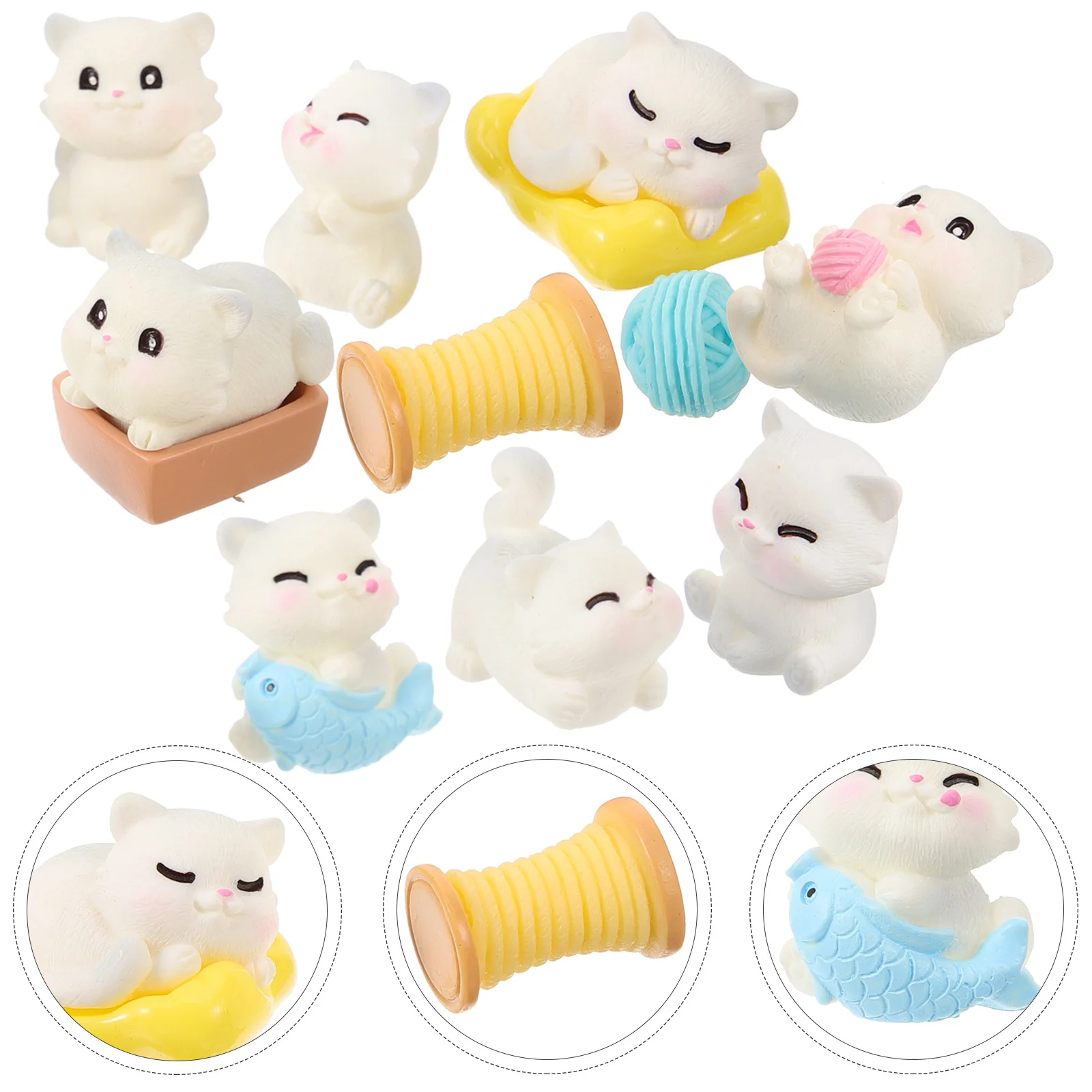 

1Set Cat Mini Resin Animal Decoration Cartoon Style Micro Landscape for Desktop Car Garden Office Decor