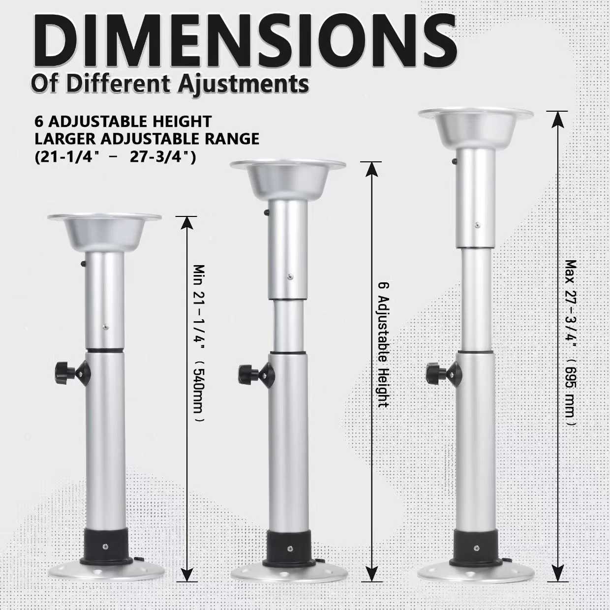 Adjustable RV Table Pedestal Aluminum Telescopic Table Leg Removable Mount Base For Camper Caravan Motorhome