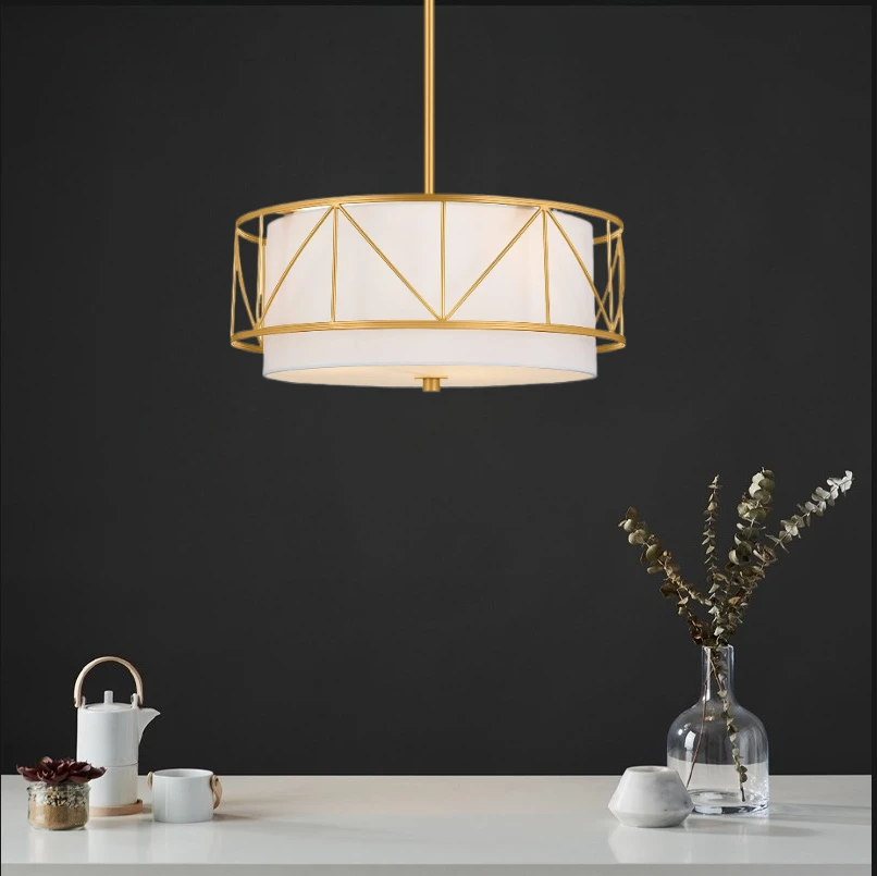 

New American Farmhouse Fabric Chandelier Modern Simple Dining Room Light Island Bedroom Living Room Hotel Room Study Light