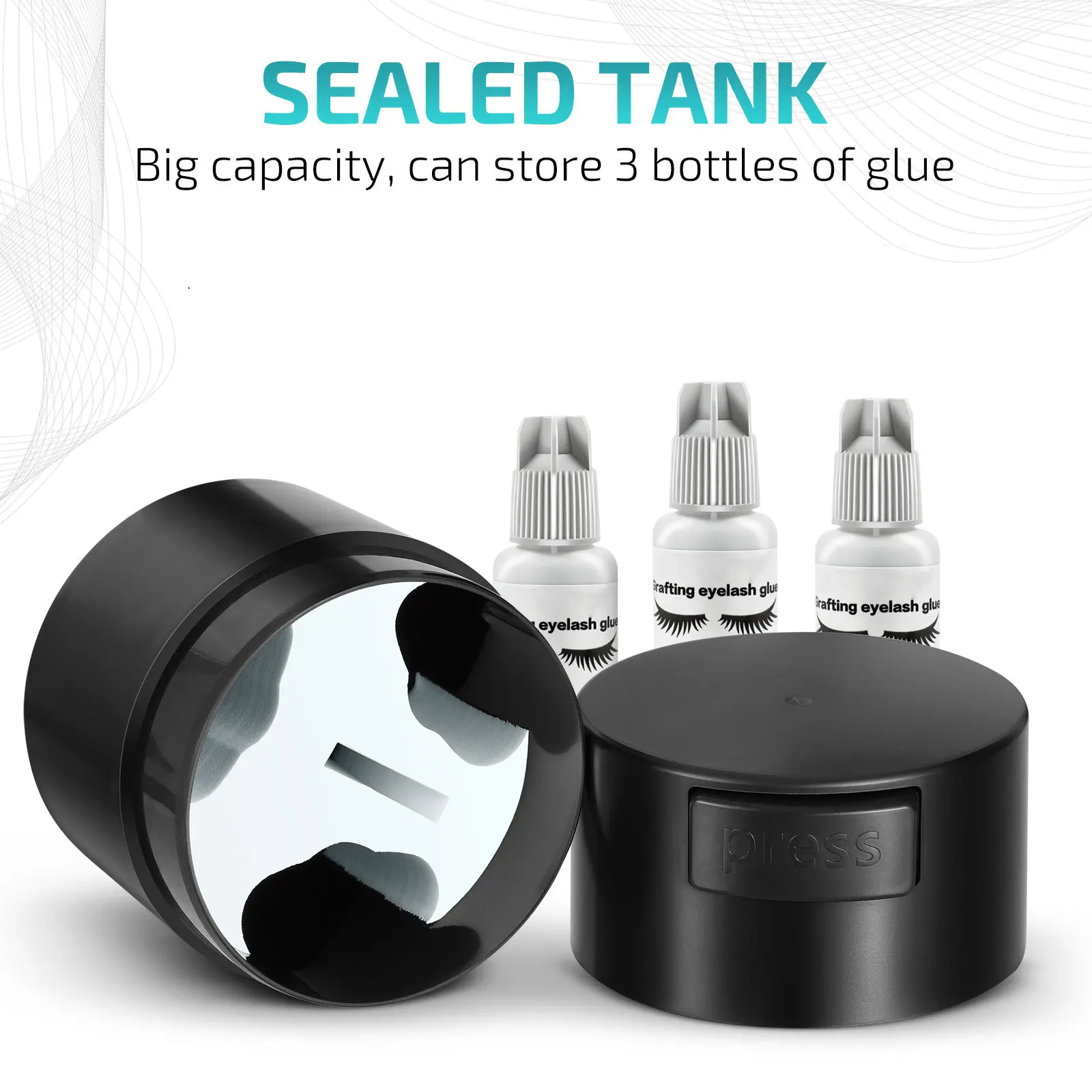 Eyelash Glue Storage Jar Vacuum Type Leak Proof Airtight extension Storage Tank Leak Proof Container