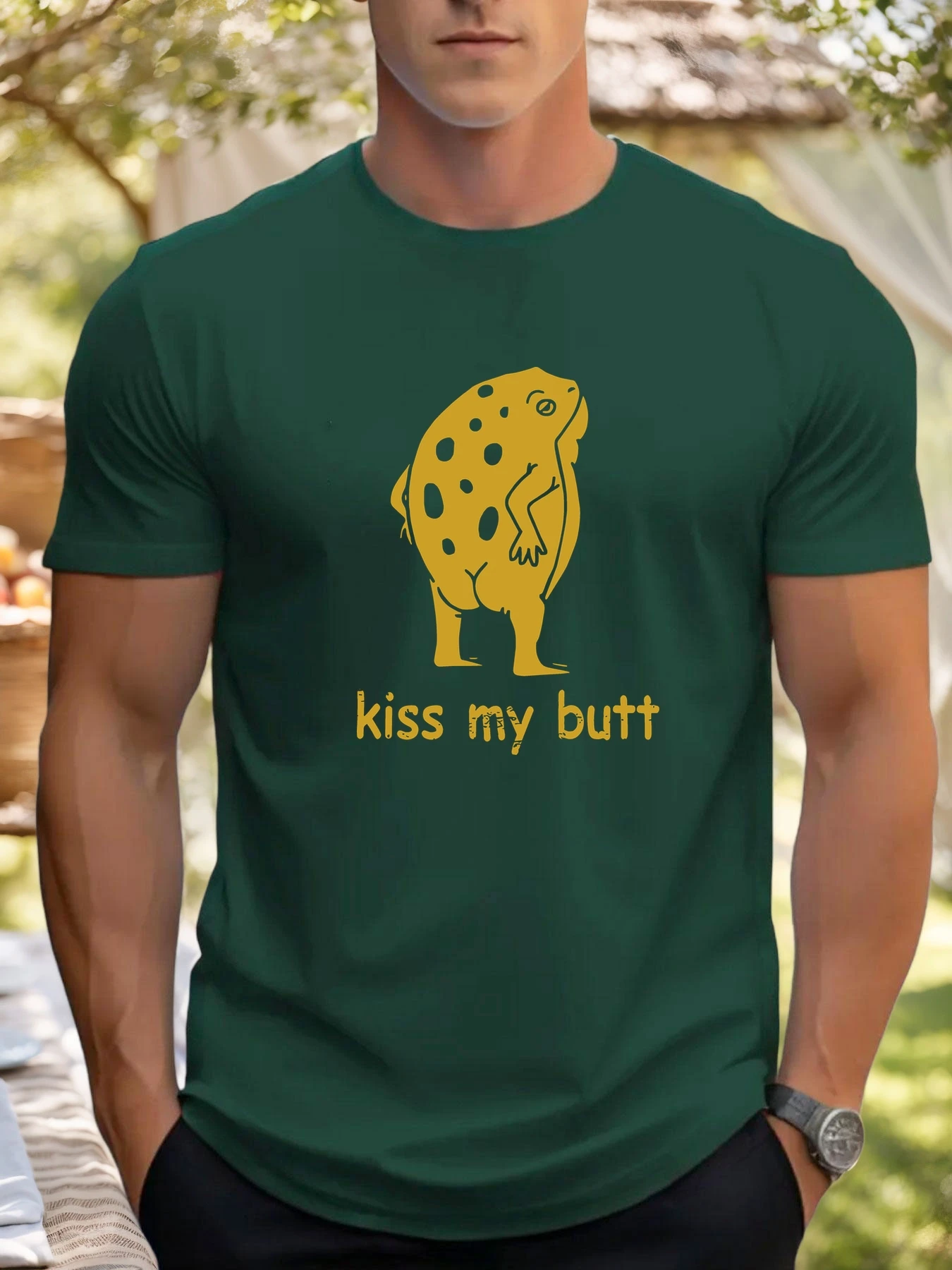 

Men's Kiss My Butt Letter Printed T Shirt For Men Frog Graphic Print Tees Summer Casual Daily Round Neck Top Street Cool T-shirt