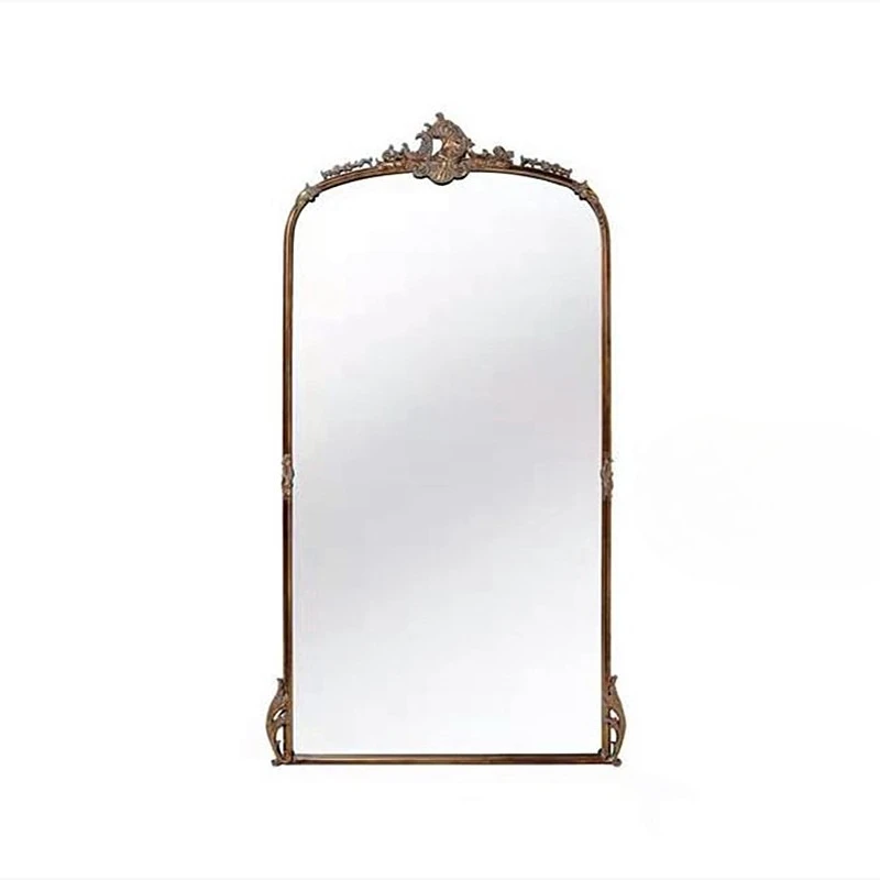 Vintage floor-to-ceiling mirror Home clothing store French engraved fitting mirror Bedroom American dressing mirror image 5